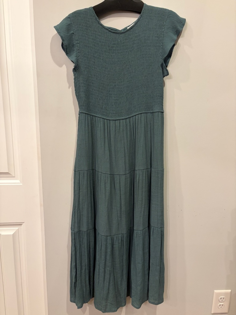 Women's Teal Tiered Midi Dress